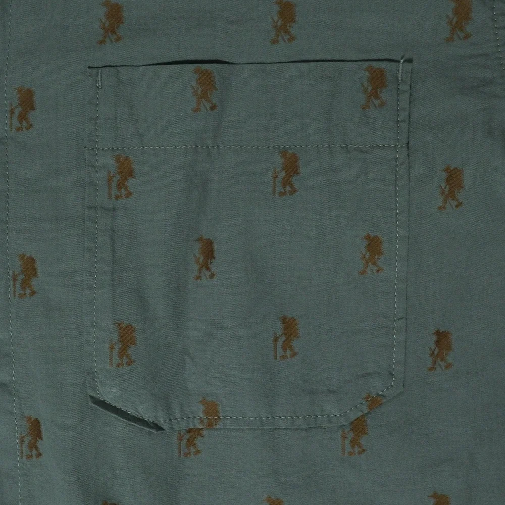 The North Face Shirt Mens Medium Green Short Sleeve Button All Over Print
